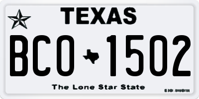TX license plate BCO1502