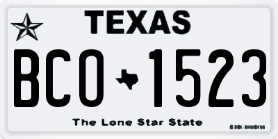 TX license plate BCO1523