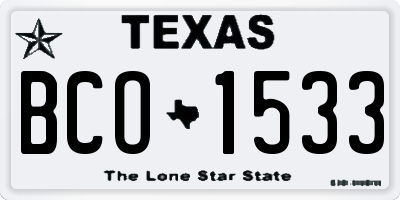 TX license plate BCO1533