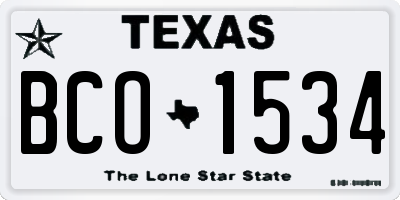 TX license plate BCO1534
