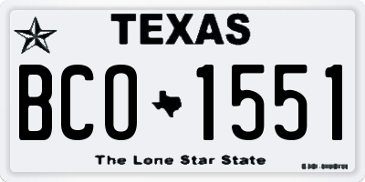 TX license plate BCO1551