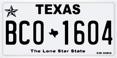 TX license plate BCO1604