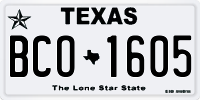 TX license plate BCO1605