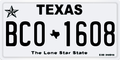 TX license plate BCO1608