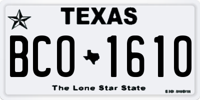 TX license plate BCO1610