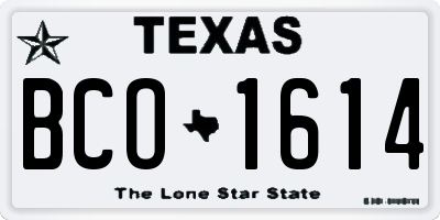 TX license plate BCO1614