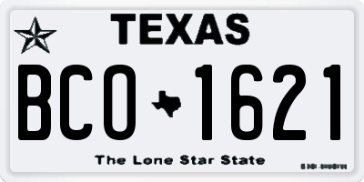 TX license plate BCO1621