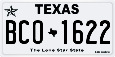 TX license plate BCO1622
