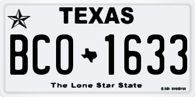 TX license plate BCO1633