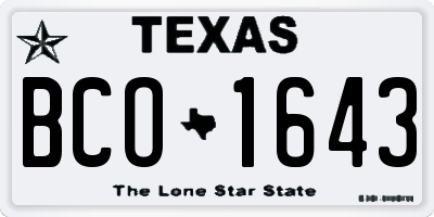 TX license plate BCO1643