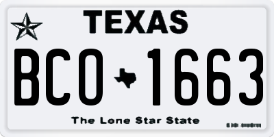 TX license plate BCO1663