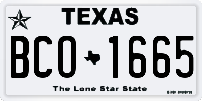 TX license plate BCO1665