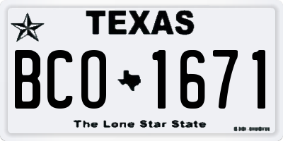 TX license plate BCO1671