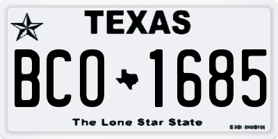 TX license plate BCO1685