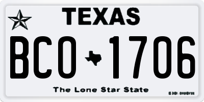 TX license plate BCO1706