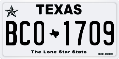 TX license plate BCO1709