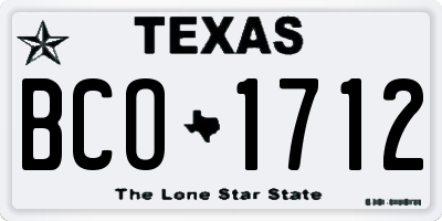 TX license plate BCO1712