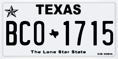 TX license plate BCO1715
