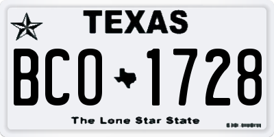 TX license plate BCO1728