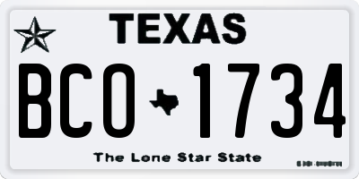 TX license plate BCO1734
