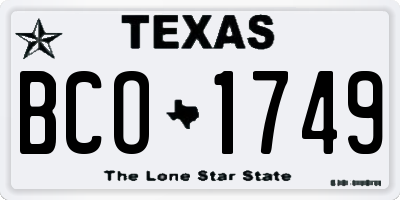 TX license plate BCO1749