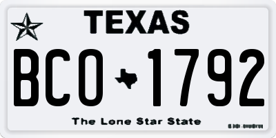 TX license plate BCO1792