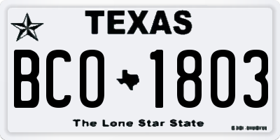 TX license plate BCO1803