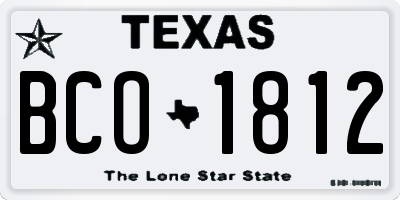 TX license plate BCO1812
