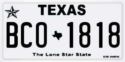 TX license plate BCO1818