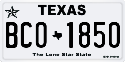 TX license plate BCO1850