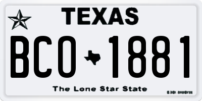 TX license plate BCO1881