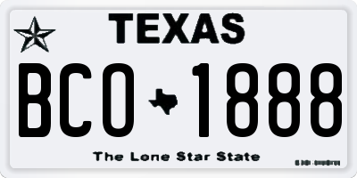 TX license plate BCO1888