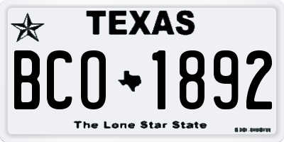 TX license plate BCO1892