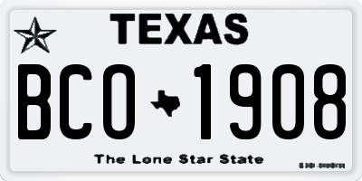 TX license plate BCO1908