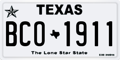 TX license plate BCO1911