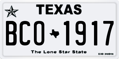 TX license plate BCO1917