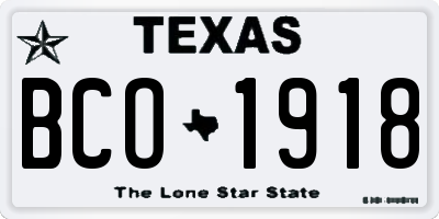 TX license plate BCO1918