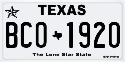 TX license plate BCO1920