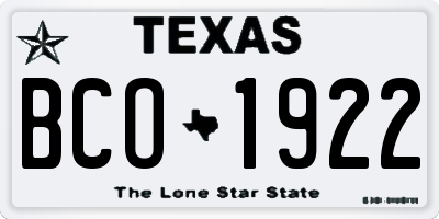 TX license plate BCO1922