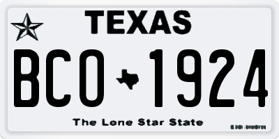 TX license plate BCO1924