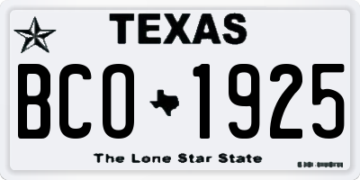 TX license plate BCO1925