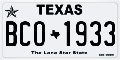 TX license plate BCO1933