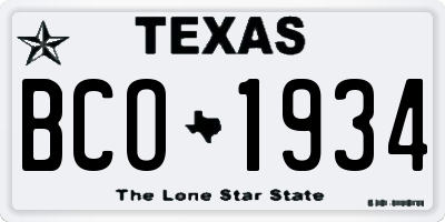 TX license plate BCO1934