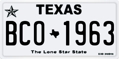 TX license plate BCO1963
