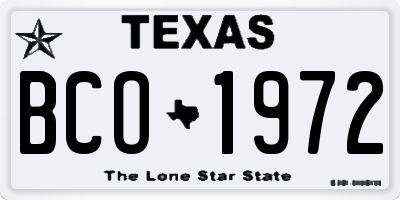 TX license plate BCO1972