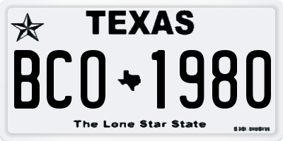 TX license plate BCO1980