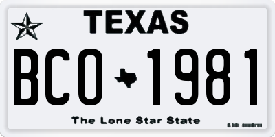 TX license plate BCO1981
