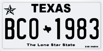TX license plate BCO1983