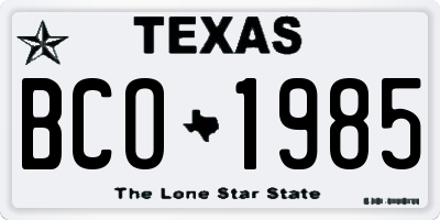 TX license plate BCO1985