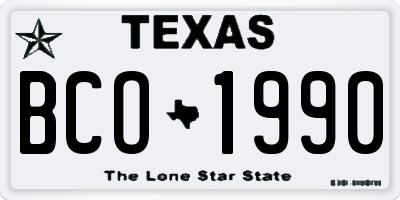 TX license plate BCO1990